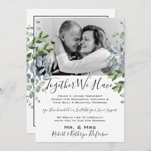 Samen hebben we met Foto Vow Renewal Kaart (Voorkant / Achterkant)