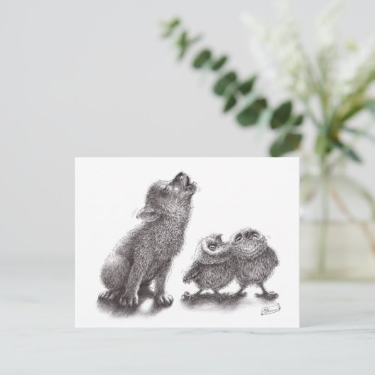 Samen Howling - Wolf ontmoet Eigenaars Briefkaart (Staand voorkant)