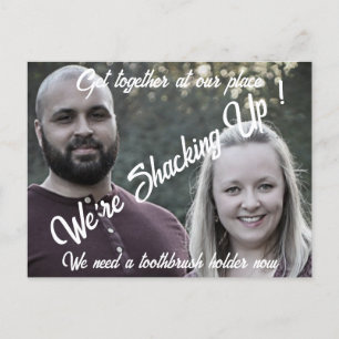 Samen in gaan grappige viering samenkomen briefkaart