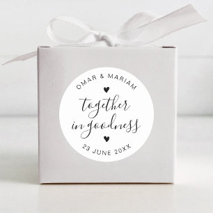 Samen in Goodness Elegant Citaat met Zwarte Tekst Ronde Sticker