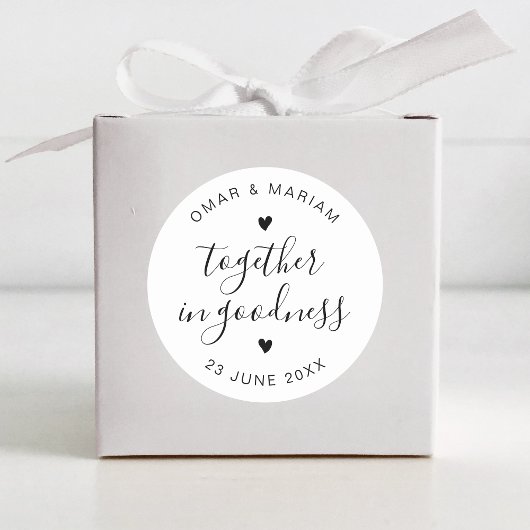 Samen in Goodness Elegant Citaat met Zwarte Tekst Ronde Sticker