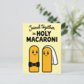 Samen In Heilige Macaroni Grappige Pasta Briefkaart (Staand voorkant)