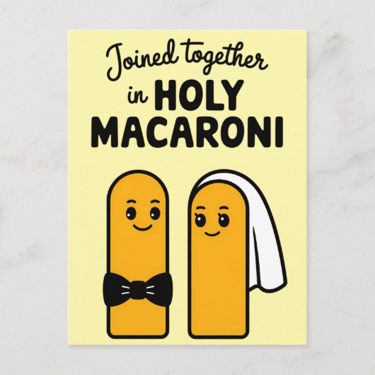 Samen In Heilige Macaroni Grappige Pasta Briefkaart (Voorkant)