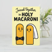 Samen in Heilige Macaroni Grappige Pasta Feestdagenkaart (Staand voorkant)