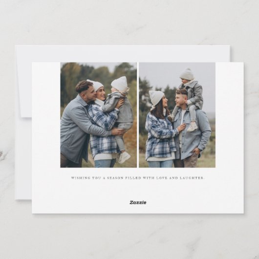 Samen in Liefde Moderne Drie Foto Kerstmis Feestdagenkaart (Achterkant)