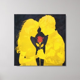 Samen in liefde- Romantische liefdesillustratie Canvas Afdruk