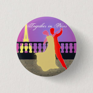 Samen in Parijs Pins Ronde Button 3,2 Cm
