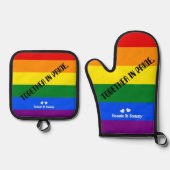 'Samen in trots.' LGBT Rainbow Flag Pride Maand Ovenwant & Pannenlap Set (Voorkant)