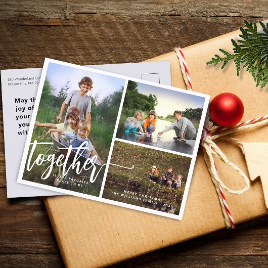 Samen is beter handlettering fotocollage feestdagenkaart