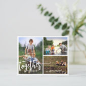 Samen is beter handlettering fotocollage feestdagenkaart (Staand voorkant)