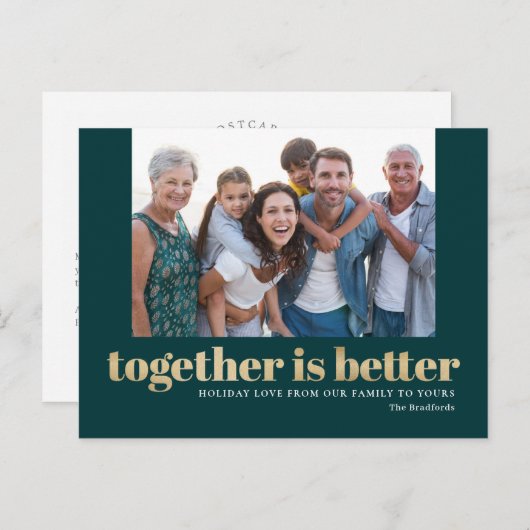 Samen is beter vakantiefoto ansichtkaart feestdagenkaart (Voorkant / Achterkant)