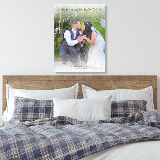 Samen is mijn favoriete plek om bruiloft te zijn canvas afdruk (Insitu (Slaapkamer))