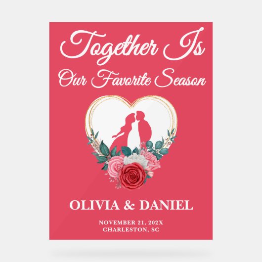 Samen is ons favoriete seizoen | herfstbruiloft acryl bord (Voorkant)