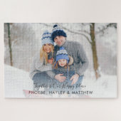 Samen is onze Happy Place Kerstfamilie Foto Legpuzzel (Horizontaal)