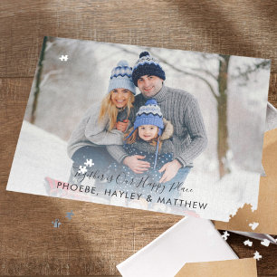 Samen is onze Happy Place Kerstfamilie Foto Legpuzzel