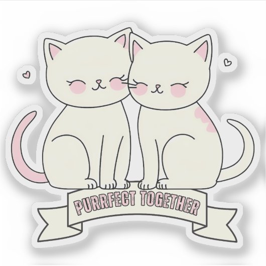 Samen kattenliefhebbers poetsen sticker (Voorkant)