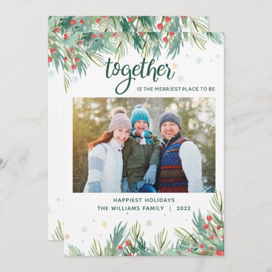 Samen kerstfeest feestdagenkaart (Voorkant / Achterkant)