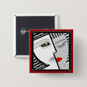 Samen komen (pin) vierkante button 5,1 cm (Voorkant /achterkant)