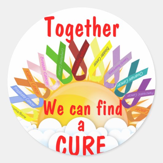 Samen kunnen we een CURE vinden Ronde Sticker (Voorkant)
