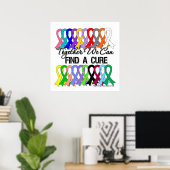 Samen kunnen we een echte CANCER-RIBBONS vinden Poster (Thuiskantoor)