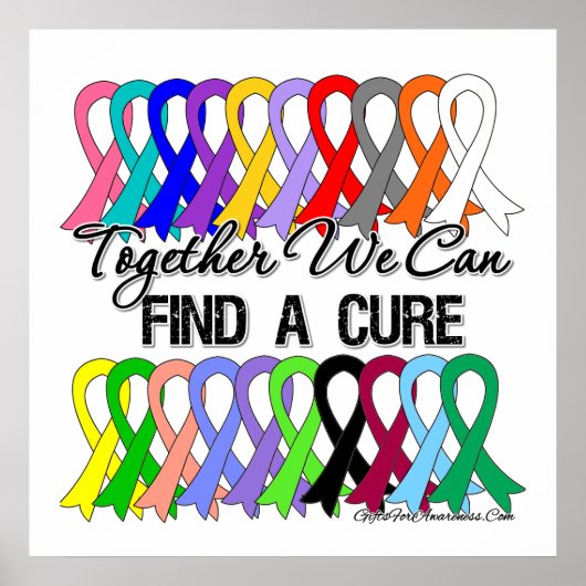 Samen kunnen we een echte CANCER-RIBBONS vinden Poster (Voorkant)