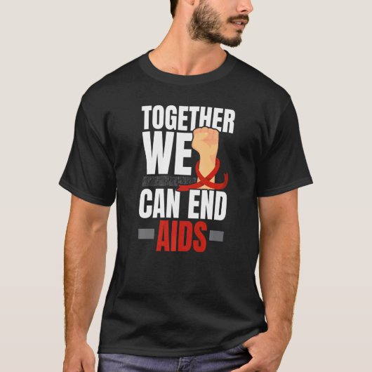Samen kunnen we een einde maken aan HIV AIDS Aware T-shirt (Voorkant)