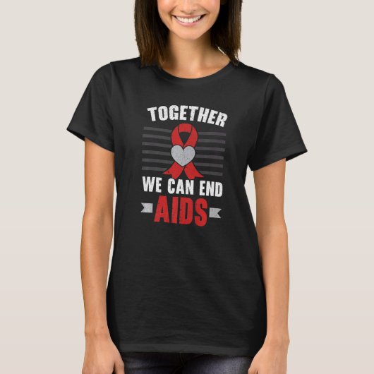 Samen kunnen we een einde maken aan HIV AIDS Aware T-shirt (Voorkant)