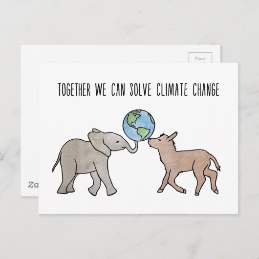 Samen kunnen we klimaatverandering oplossen briefkaart (Voorkant / Achterkant)