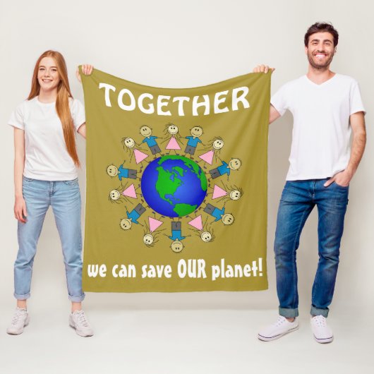 Samen kunnen we onze planeet Cute Message redden Fleece Deken (In situ)