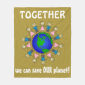 Samen kunnen we onze planeet Cute Message redden Fleece Deken (Voorkant)