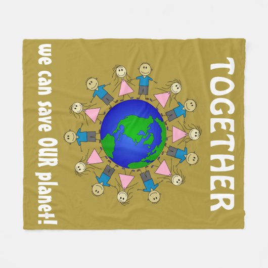 Samen kunnen we onze planeet Cute Message redden Fleece Deken (Voorkant (Horizontaal))
