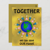 Samen kunnen we onze planeet Cute redden Briefkaart (Voorkant / Achterkant)