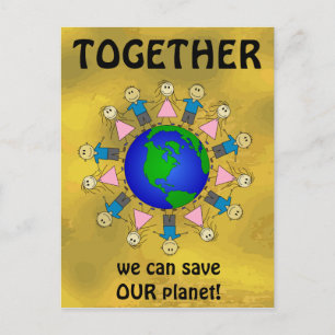 Samen kunnen we onze planeet Cute redden Briefkaart