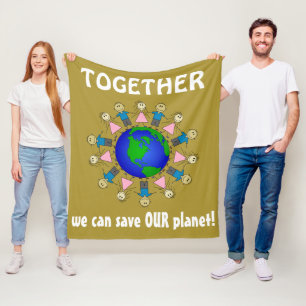 SAMEN kunnen wij ons planetekstbericht redden Fleece Deken