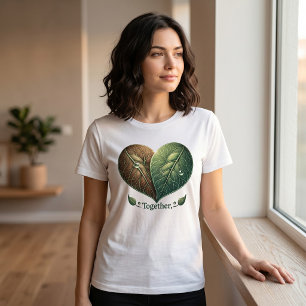 Samen Leaf Heart Romantisch Dames T-shirt