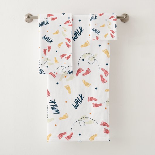 Samen lopen: avontuur voetafdruk patroon bad handdoek (Insitu)