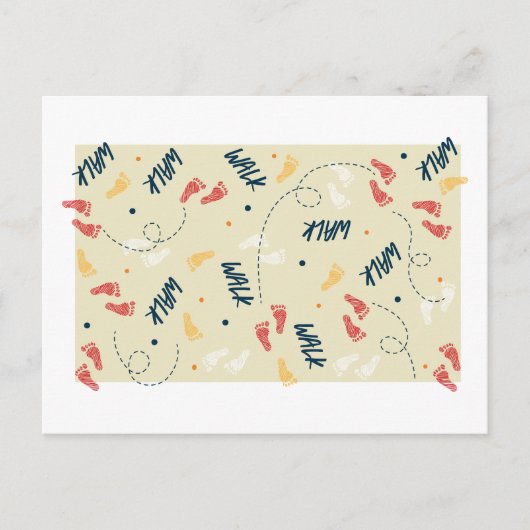 Samen lopen: avontuur voetafdruk patroon briefkaart (Voorkant)