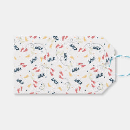 Samen lopen: avontuur voetafdruk patroon cadeaulabel