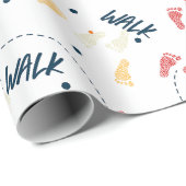 Samen lopen: avontuur voetafdruk patroon cadeaupapier (Rol Hoek)