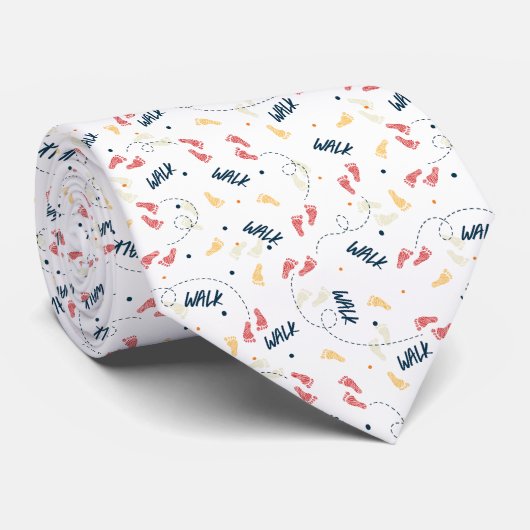 Samen lopen: avontuur voetafdruk patroon stropdas (Opgerold)