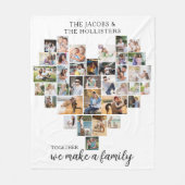 Samen maken we een familie 36 Foto Collage Heart Fleece Deken (Voorkant)