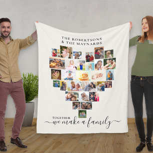 Samen maken we een Familie Hart Foto Collage Fleece Deken