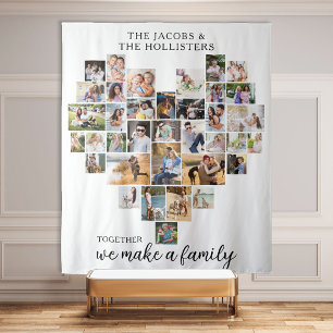 Samen maken we een familie Hart Foto Collage Wandkleed