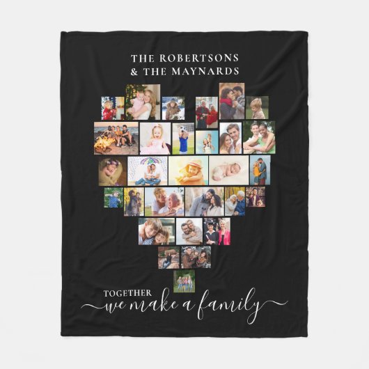 Samen maken we een familiehart 29 Foto Collage Fleece Deken (Voorkant)