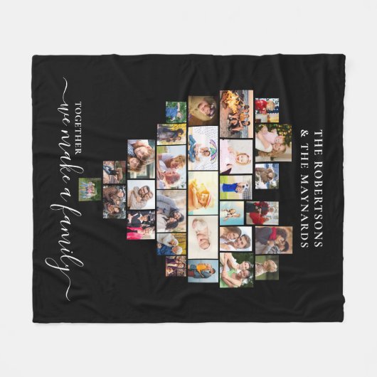 Samen maken we een familiehart 29 Foto Collage Fleece Deken (Voorkant (Horizontaal))