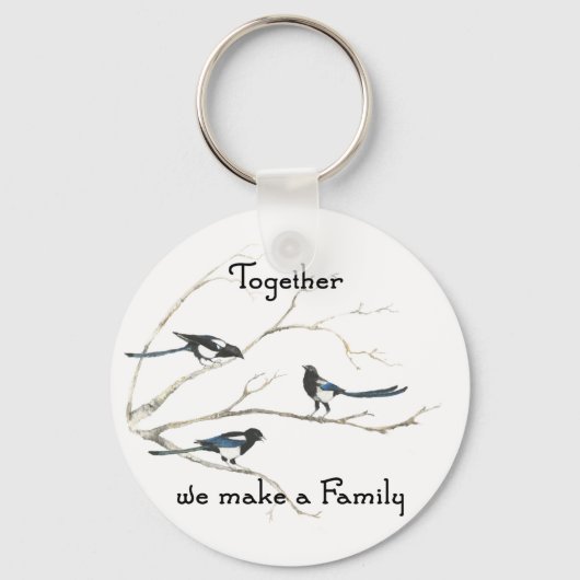 Samen maken we een familiekandidaat Magpie Bird Sleutelhanger (Voorkant)