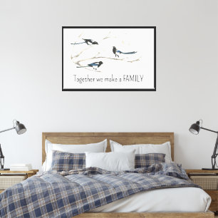 Samen maken we Familie Ekster Vogel Citaat Print