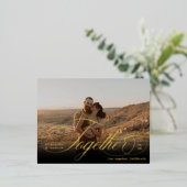 Samen manuscript elegant 2 fotogoud sparen de datu folie uitnodiging briefkaart (Staand Voorkant)