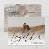 Samen manuscript moderne 2 foto's sparen de datum briefkaart (Voorkant / Achterkant)