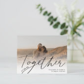 Samen manuscript moderne 2 foto's sparen de datum briefkaart (Staand voorkant)